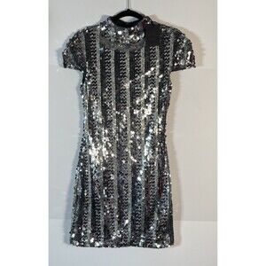 Michael Costello NWT REVOLVE Hazel Silver Sequin Gown Small SPARKLY Mini